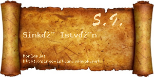 Sinkó István névjegykártya